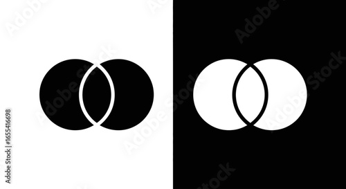 Abstract circle overlapping vector icon symbolizing agreement union balance law equality partnership fairness and legal unity illustration