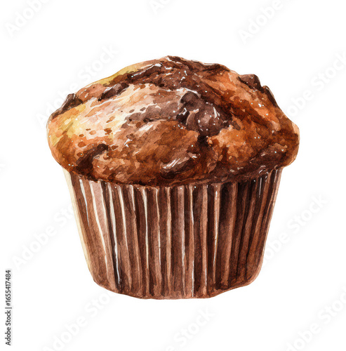 Watercolor chocolate muffin clipart, jpeg, png, transparent