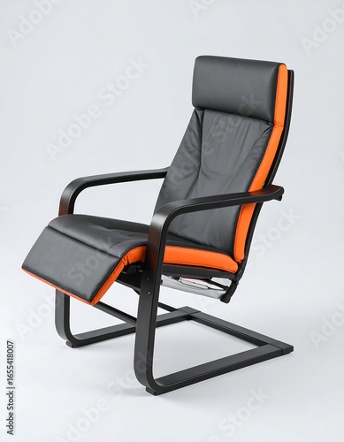 Modern black recliner with orange accents