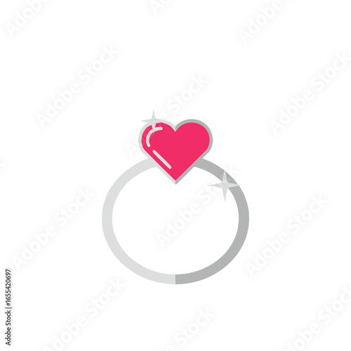 Engagement ring with heart flat vector icon symbolizing love marriage romance relationship commitment proposal wedding and romantic celebration illustration