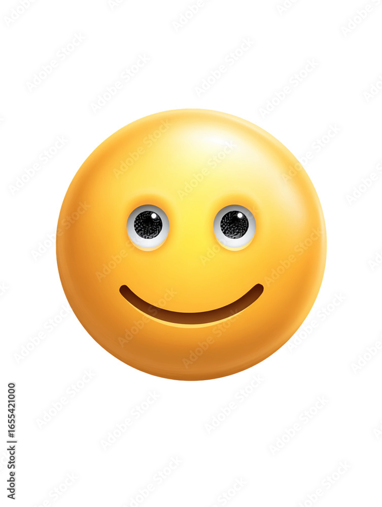 Fototapeta premium Smiling Yellow Emoji on Transparent Background, PNG