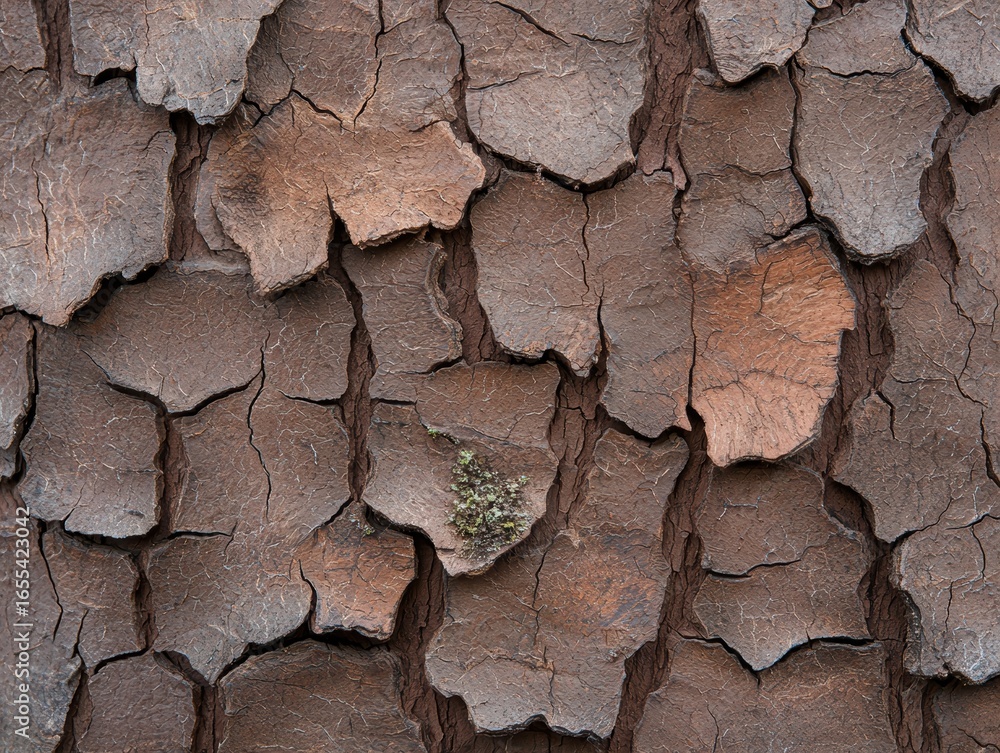 Fototapeta premium Textured tree bark pattern with natural brown tones.