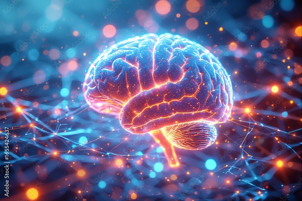 Fototapeta premium Glowing Cyber Brain Representing Artificial Intelligence