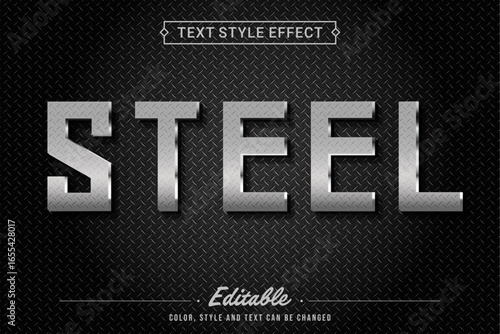 Steel Text Effect Editable Metal Typography