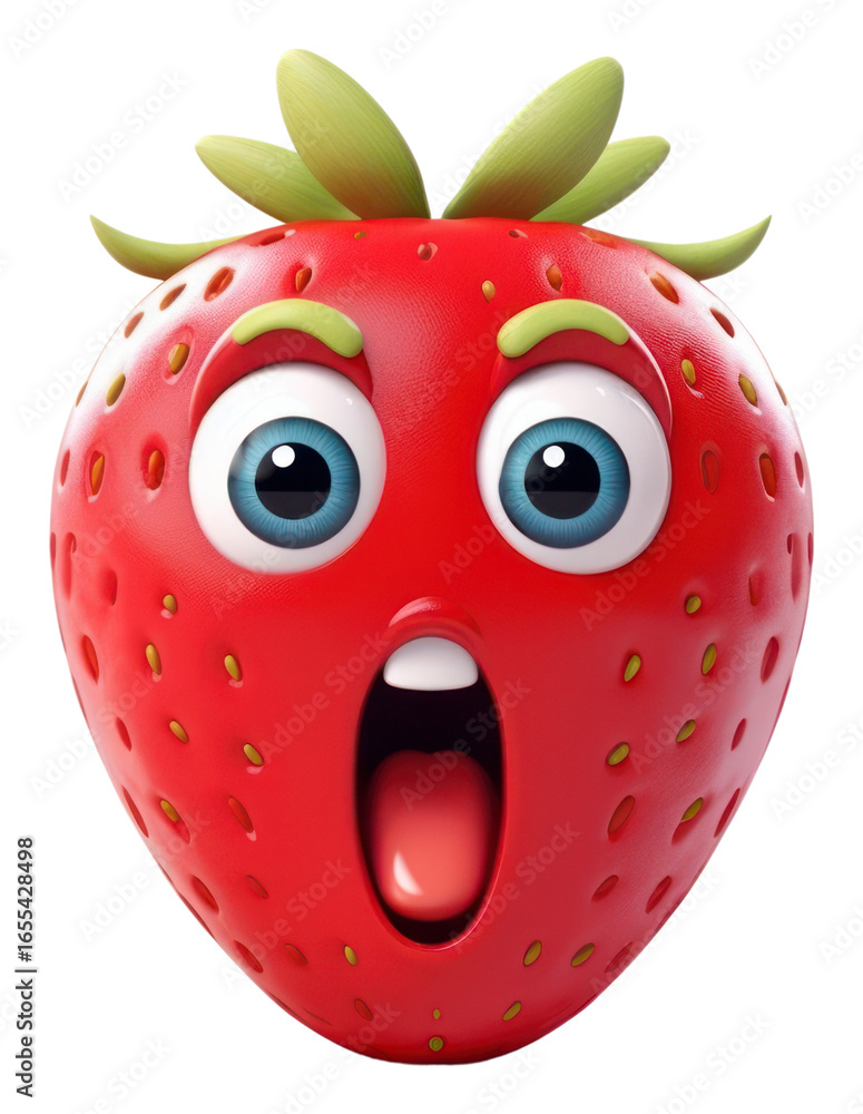 Obraz premium PNG Strawberry face cartoon fruit.