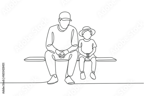 Generational bond depicted in simple line art of father and son