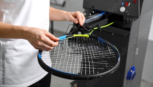 Tennis racket stringing