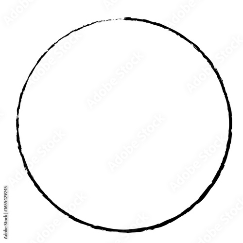 Minimal black ink circle outline, clean brush stroke style, abstract round shape for logo, decoration, or background use.