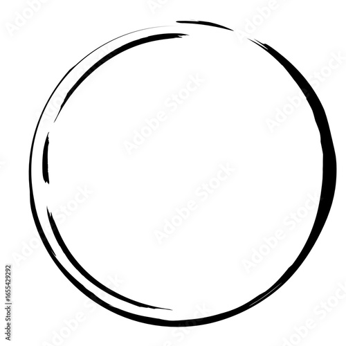 Abstract hand-painted ink circle, minimalist enso brush stroke design, perfect for zen themes, mindfulness, and modern Japanese art.
