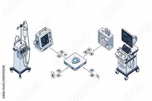 Digital Healthcare Technology System with Interconnected Medical Devices for Secure Data Exchange and Advanced Patient Monitoring Solutions