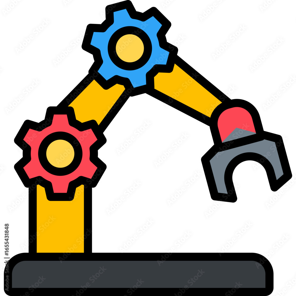 Robotic Arm lineal color icon Robotic Arm lineal color icon