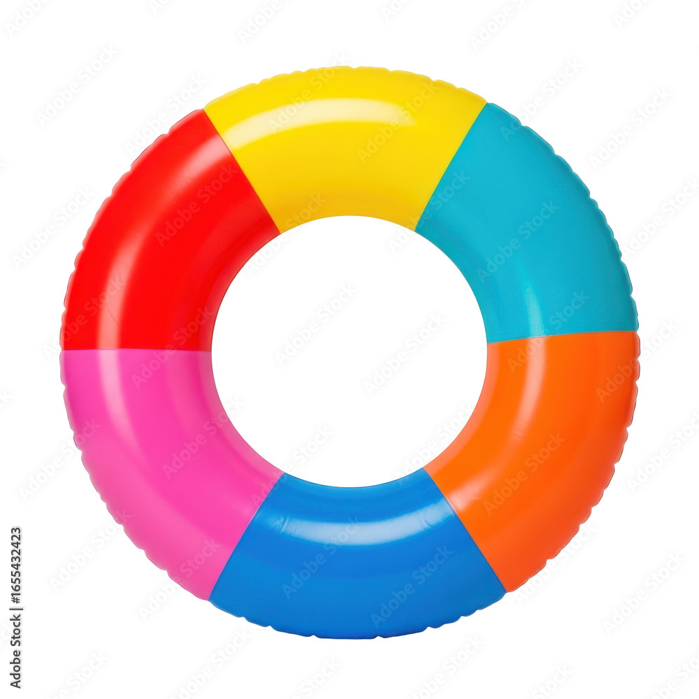 Obraz premium Colorful inflatable swim ring for pool and beach isolated on transparent background