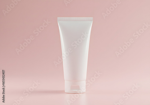 Cosmetic Tube Mockup: A Blank White Product on a Pink Background