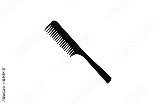 Black hair comb silhouette isolated on white background