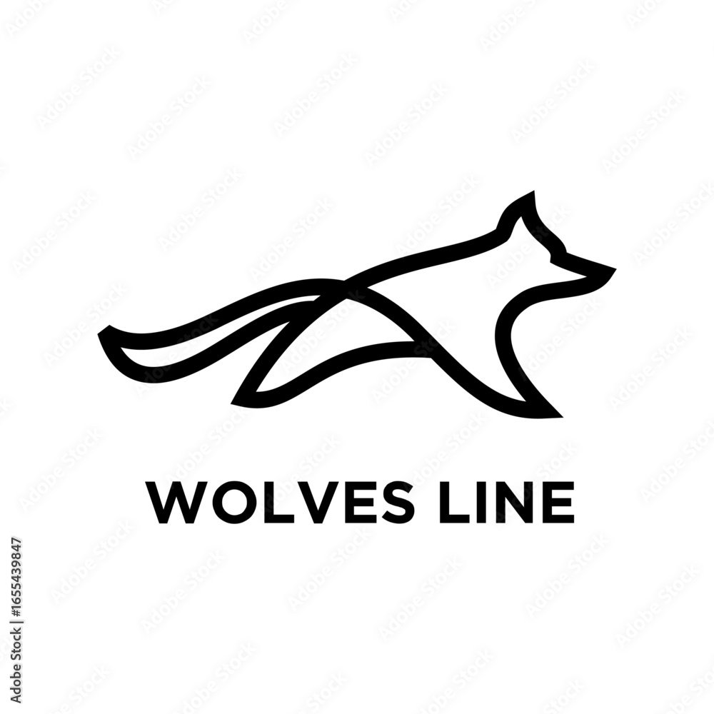 Wolves Line Logo Design Illustration Wolves Line Logo Design Illustration