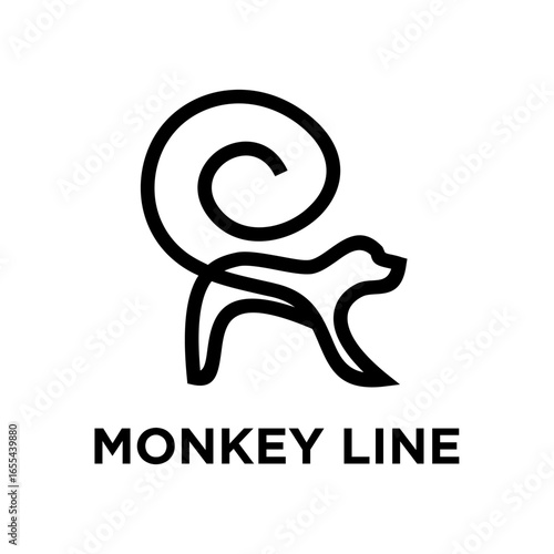 Modern Monkey Line Logo for Branding