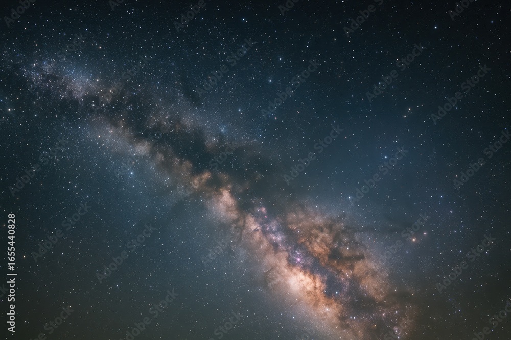 Fototapeta premium Breathtaking Milky Way galaxy stretching across pristine dark sky with countless stars and cosmic dust clouds
