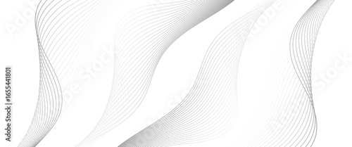Vector abstract grey background with glowing curved lines and modern wave design