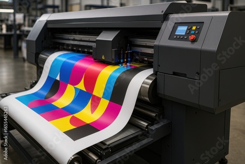 Large format digital printing press producing vibrant marketing materials