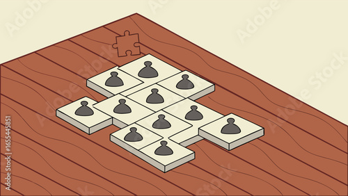 3D Strategy Game Board with Pieces.