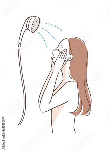 シャワーを浴びる女性のイラスト素材