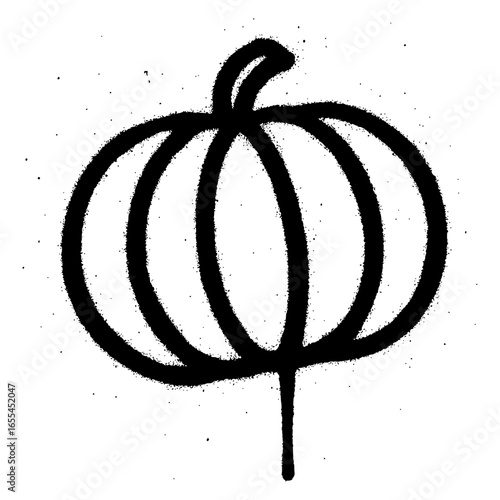 Bold black spray paint pumpkin icon with textured splatter effect