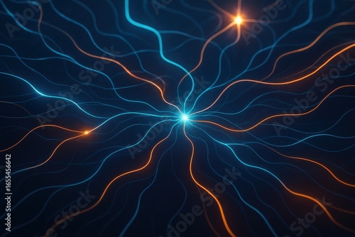 Neural network visualization with flowing data streams in cyber digital space