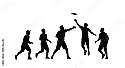 ultimate frisbee action sequence dynamic silhouettes for sports websites team flyers and active lifestyle branding