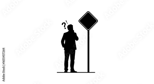 businessman facing uncertainty a blank sign represents unknown opportunities challenges and strategic decisionmaking in the corporate world