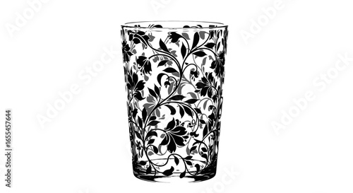 elegant black and white floral glass tumbler perfect for adding a touch of sophistication to your table setting or home decor
