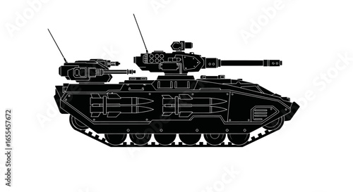 advanced military tank silhouette powerful vector graphic for war games strategy guides and military tech illustrations