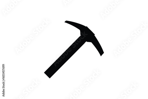Black silhouette of a pickaxe isolated on white background