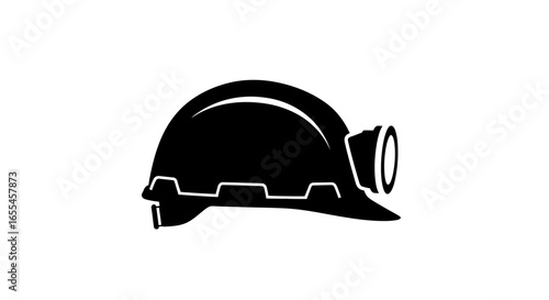 miners hard hat with headlamp safety icon for mining construction and industrial websites blogs and presentations