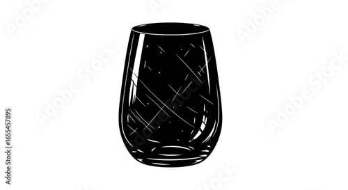 stemless wine glass sketch elegant black and white illustration for wine lists menus and beverage branding