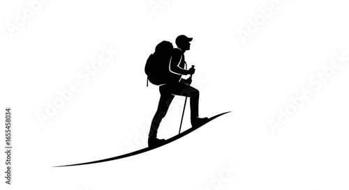 silhouette of a determined hiker ascending a mountain perfect for adventure travel and outdoor branding designs