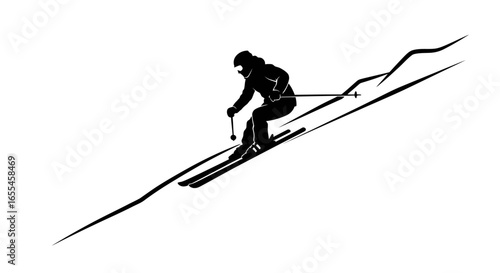 dynamic skier silhouette perfect for winter sports websites apparel designs and ski resort marketing materials