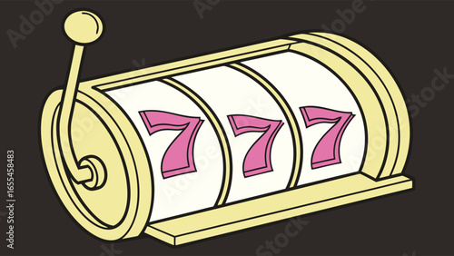 Cartoon Illustration of a Classic Slot Machine.