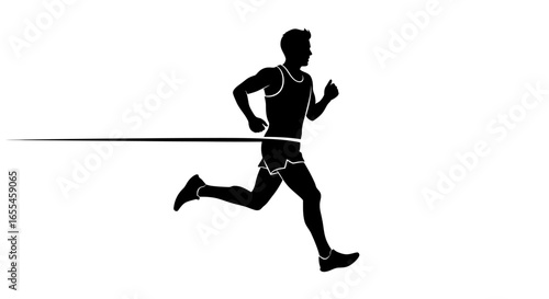 athlete crossing finish line victory achievement and goal success silhouette illustration