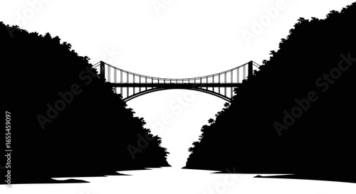 suspension bridge silhouette connecting natures majesty ideal for travel adventure and environmental designs