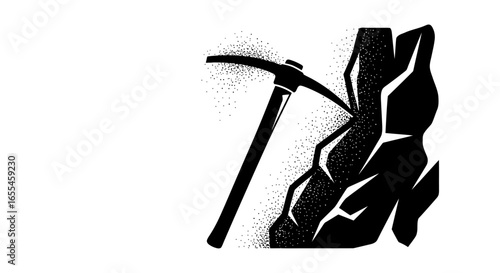 striking gold a powerful pickaxe breaking through solid rock symbolizing perseverance achievement and the pursuit of hidden treasures