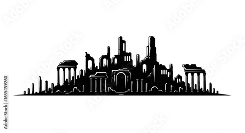 silhouette of ancient ruins dramatic cityscape for history mythology and fantasy designs