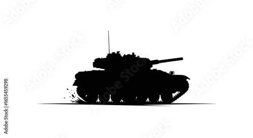 powerful silhouette of a tank in motion perfect for military history or strategy projects