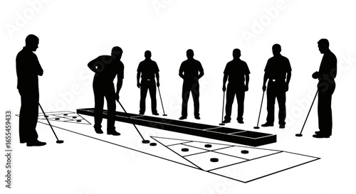silhouette of men playing shuffleboard a thrilling game of skill and strategy for websites print and social media