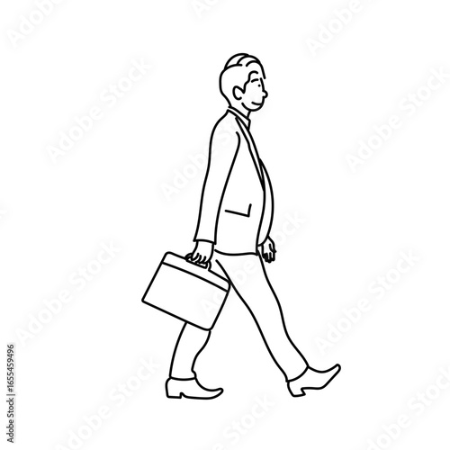 ビジネスマンのシンプルな背景透過線画ベクター