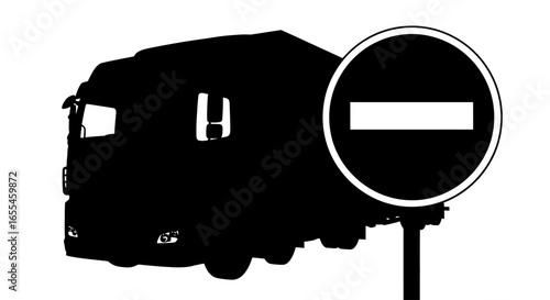truck facing no entry sign illustrating transportation restrictions and logistics challenges
