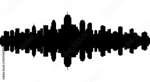 dramatic city skyline silhouette perfect for urban design branding and modern cityscape projects requiring a bold minimalist aesthetic