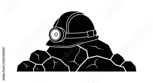 mining helmet and ore a powerful symbol for resource extraction industry and hard work in the mining sector