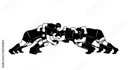 rugby scrum silhouette powerful teamwork graphic for sports websites blogs and team merchandise