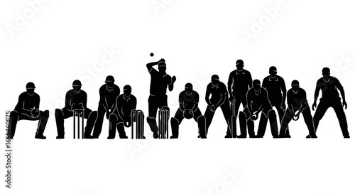 cricket team silhouettes powerful visual for sports websites branding and game day promotion