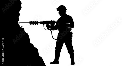 miner using jackhammer powerful silhouette image for mining industry and hard work concepts ideal for website banners reports and editorial designs